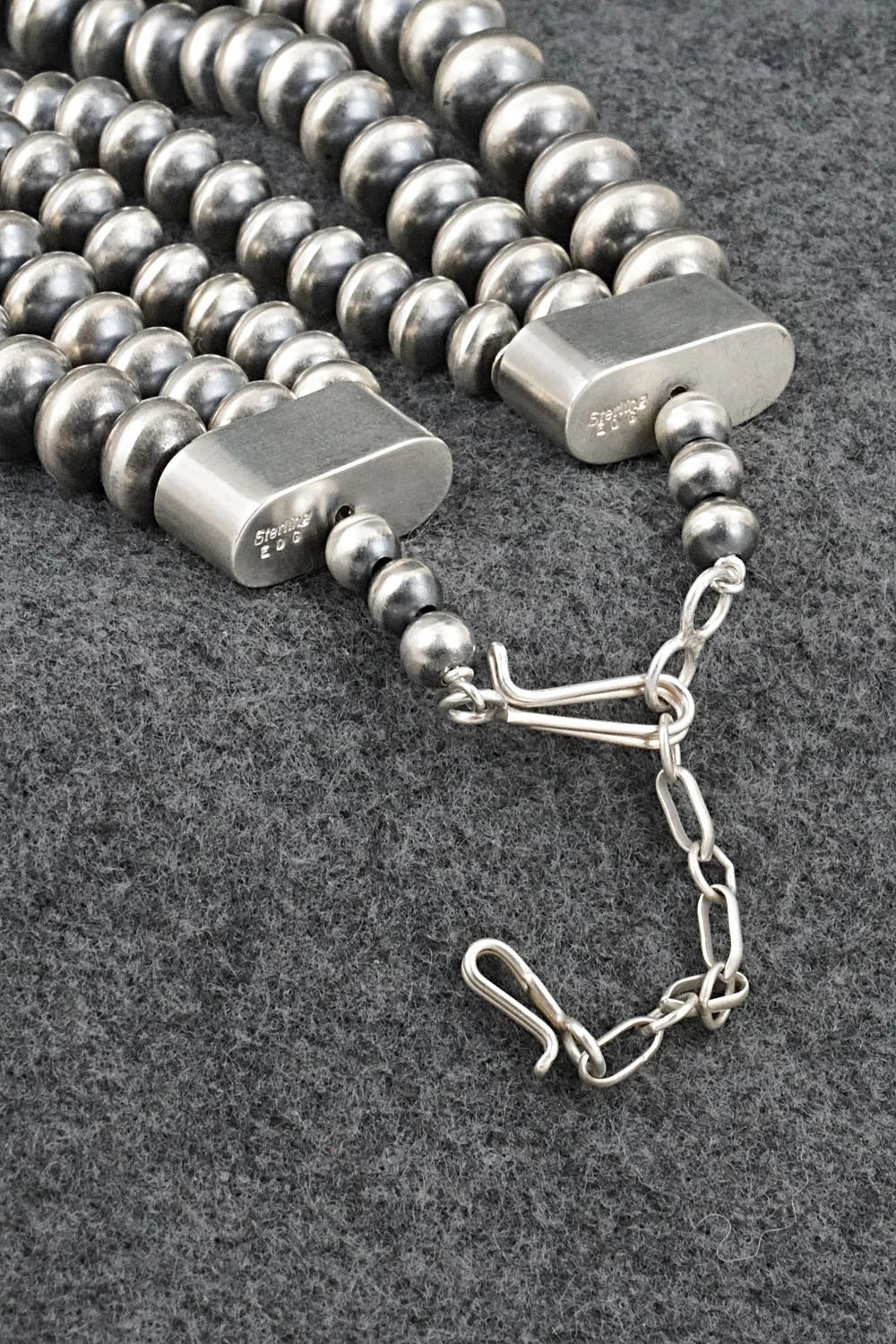 Turquoise & Sterling Silver Navajo Pearl Necklace - Gruber & Halwood