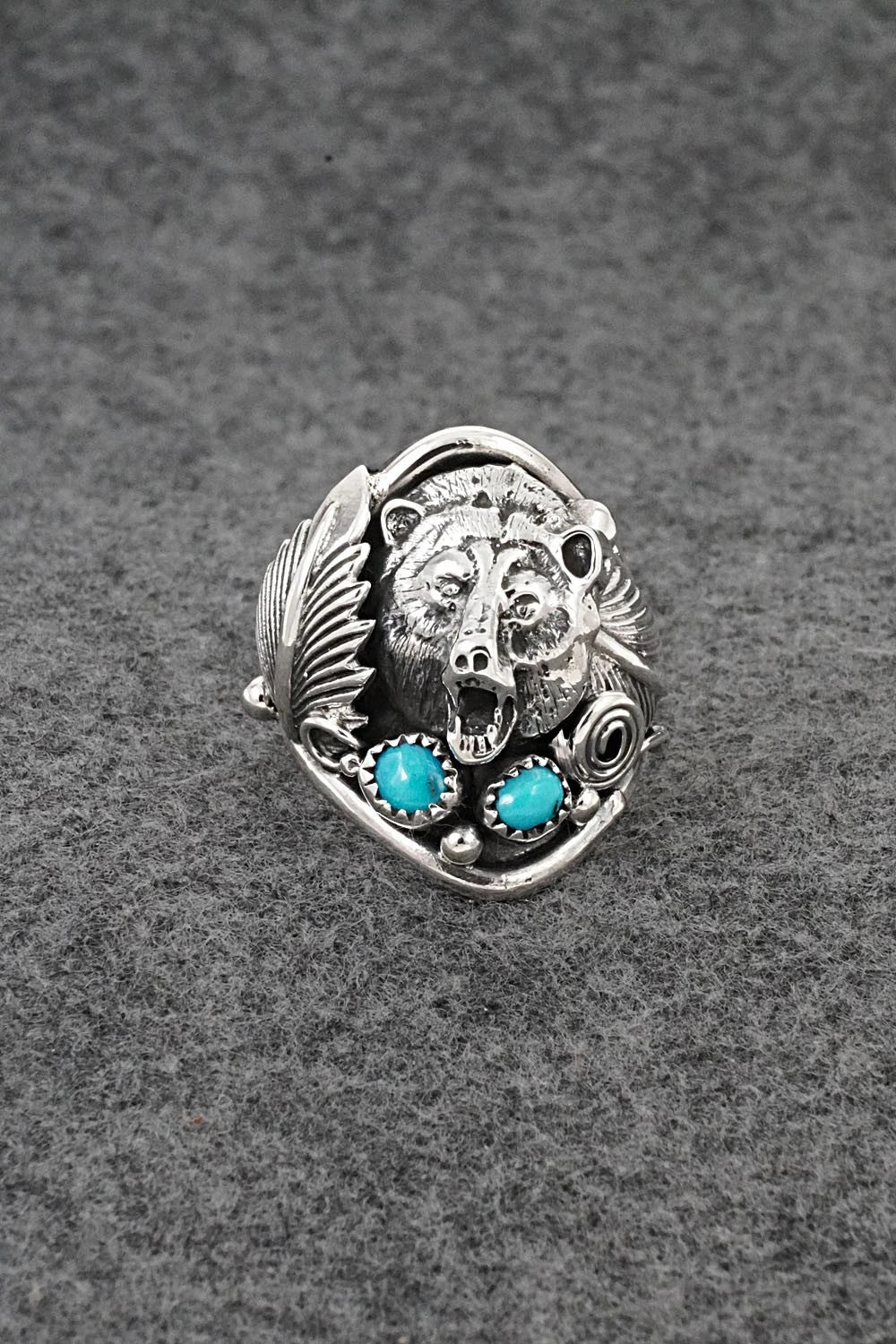 Turquoise & Sterling Silver Ring - Darrell Morgan - Size 10.5