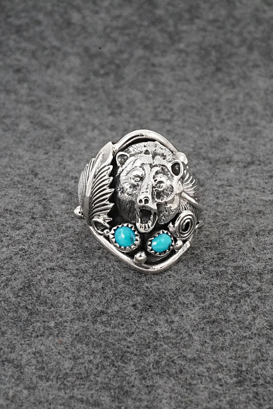 Turquoise & Sterling Silver Ring - Darrell Morgan - Size 10.5