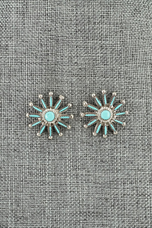 Turquoise & Sterling Silver Earrings - Rena Cachina