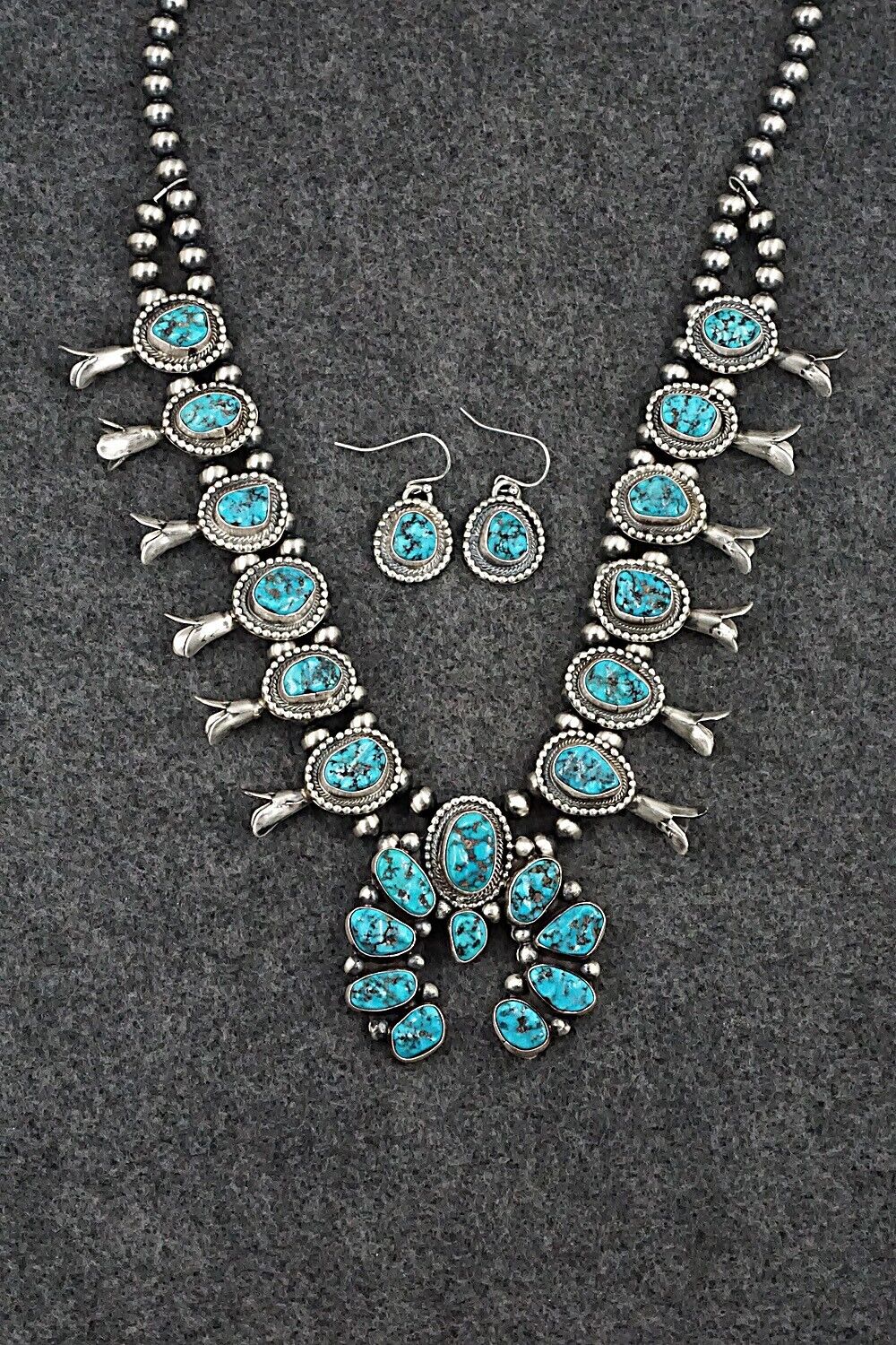Turquoise & Sterling Silver Squash Blossom Set - Bobby Johnson