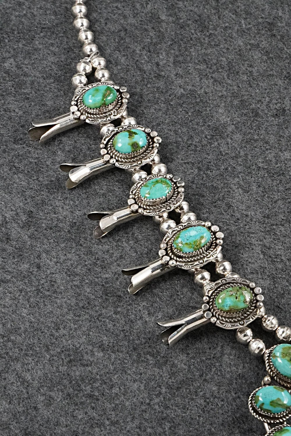 Turquoise & Sterling Silver Squash Blossom Set - Phil Nez