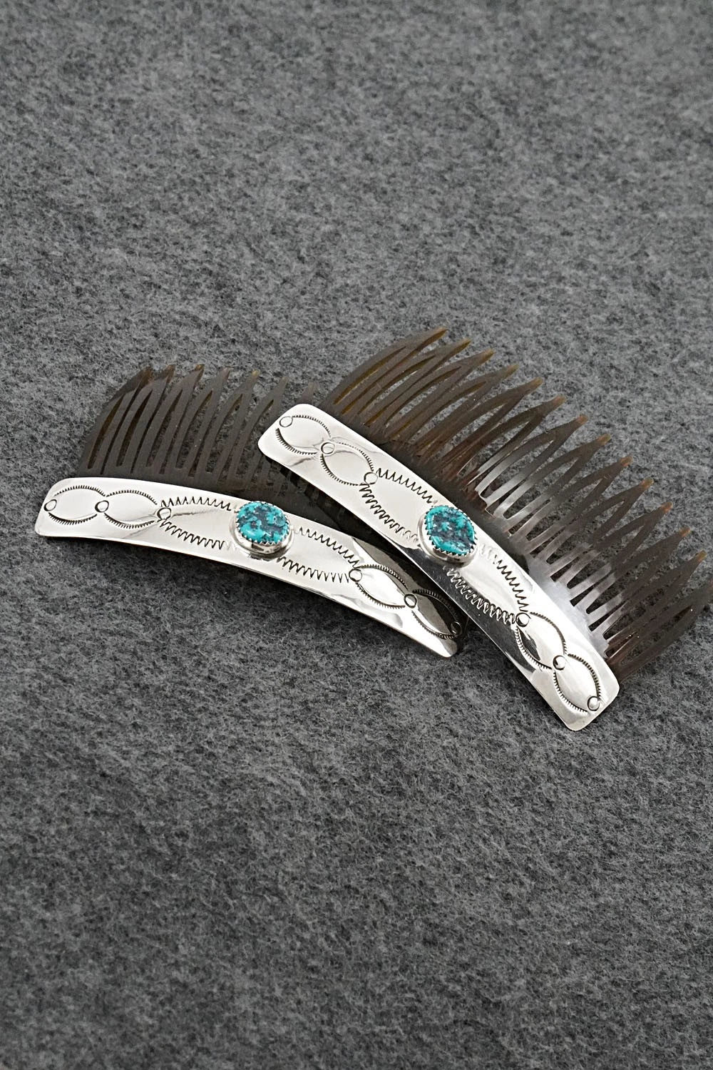 Turquoise & Sterling Silver Hair Combs - Joann Silver