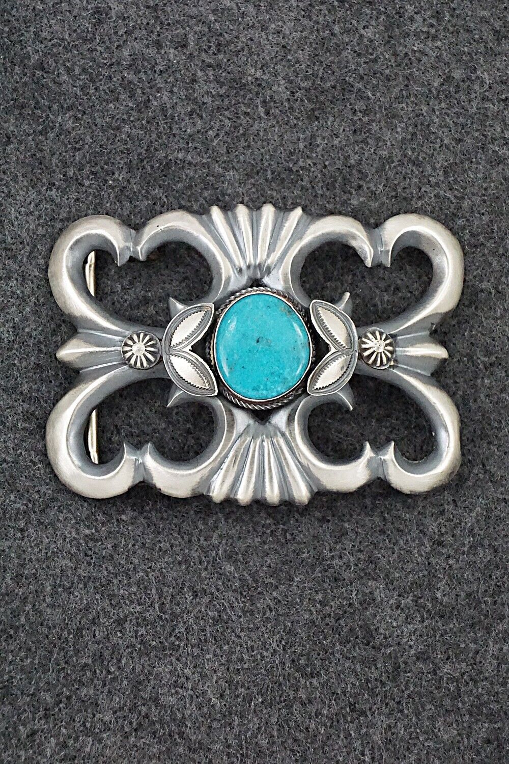 Turquoise & Sterling Silver Belt Buckle - Henry Morgan