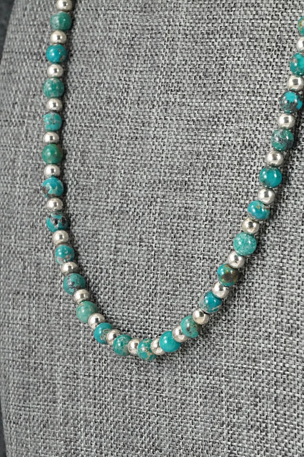 Turquoise & Sterling Silver Necklace 18" - Doreen Jake