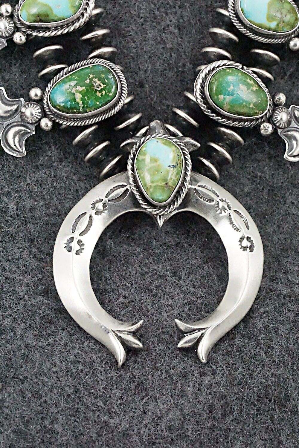 Turquoise & Sterling Silver Squash Blossom Set - Paige Gordon