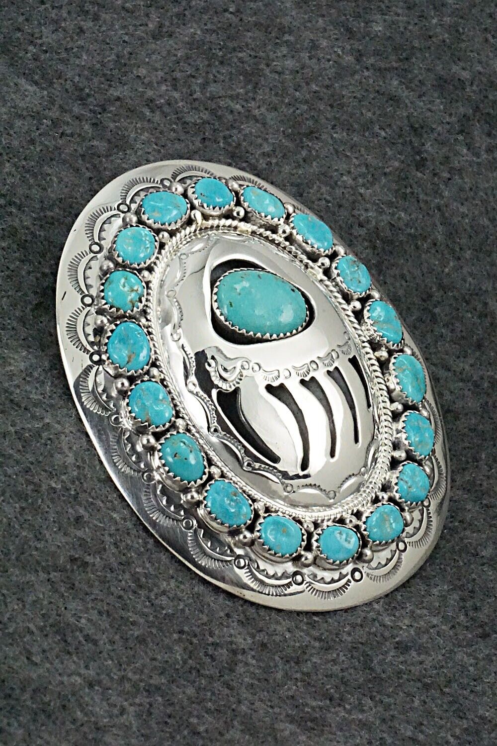 Turquoise & Sterling Silver Belt Buckle - Wilbert Muskett Sr.