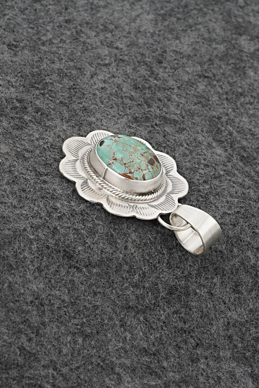 Turquoise & Sterling Silver Pendant - Cordell Platero