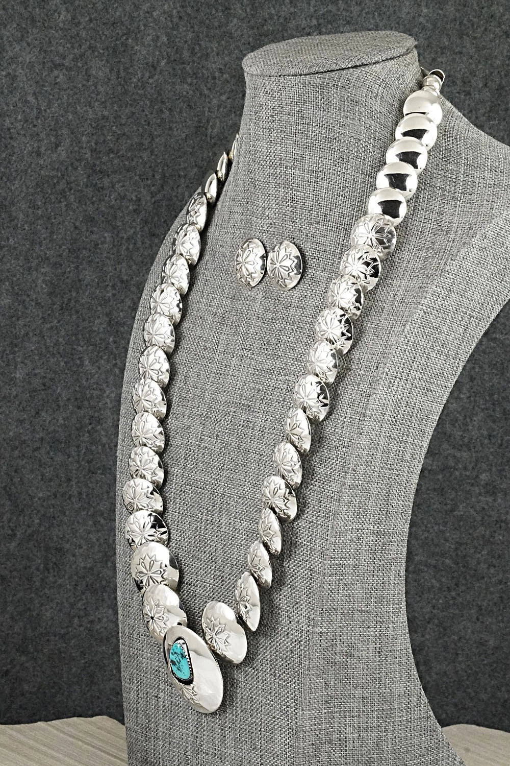 Turquoise Sterling Silver Necklace and Earrings Set - Tim Thompson