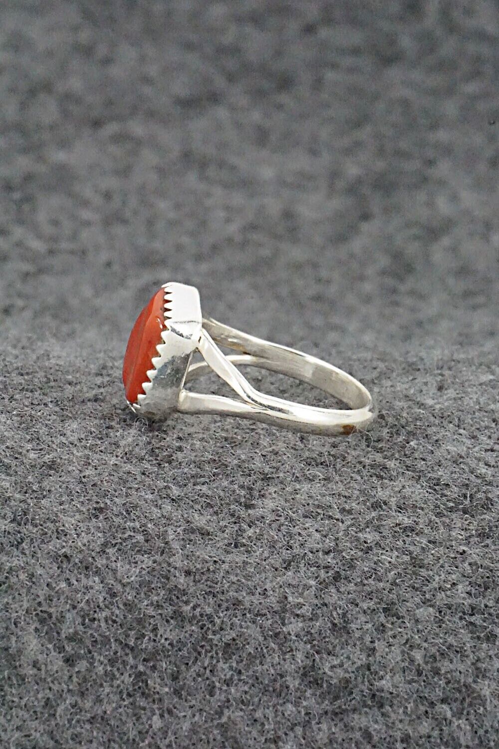Coral & Sterling Silver Ring - Letricia Largo - Size 6