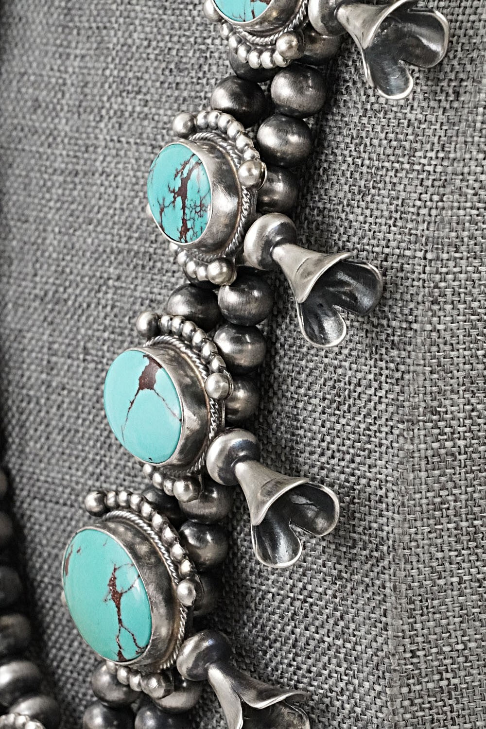 Turquoise & Sterling Silver Squash Blossom Set - Kathleen Chavez