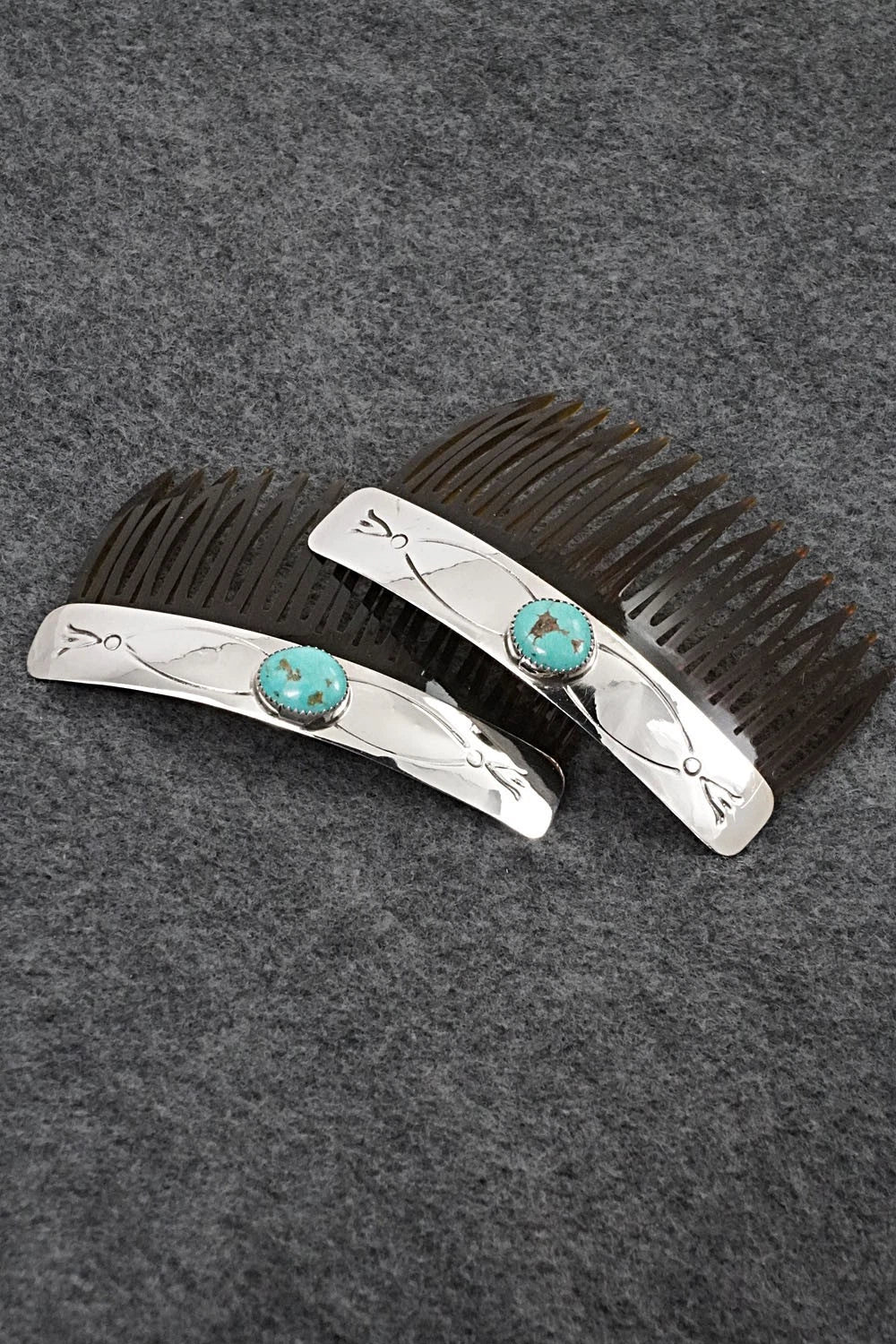 Turquoise & Sterling Silver Hair Combs - Jolene Begay