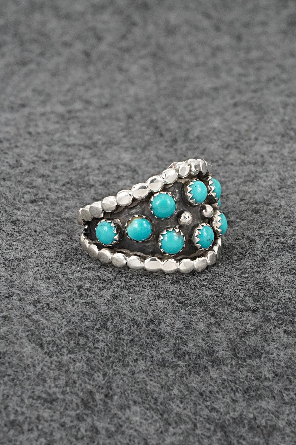Turquoise & Sterling Silver Ring - Kenny Lonjose - Size 6.75
