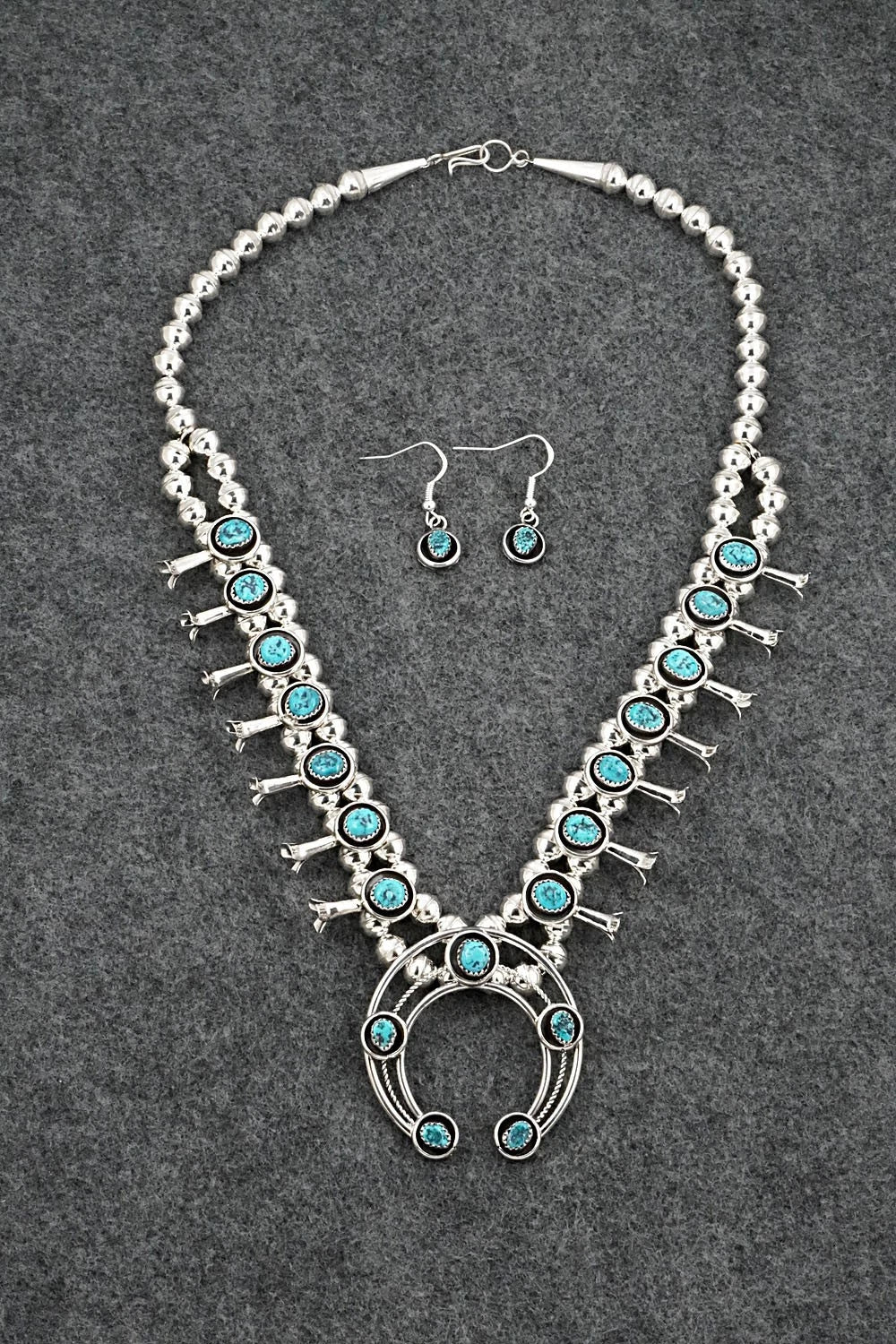 Turquoise & Sterling Silver Squash Blossom Set - Phil Garcia