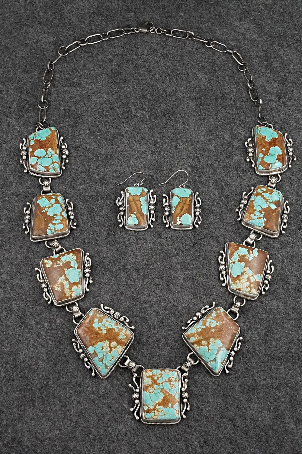 Turquoise & Sterling Silver Necklace and Earrings Set - Kathleen Livingston