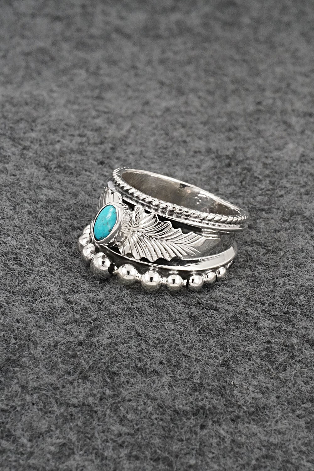 Turquoise & Sterling Silver Ring - Tom Lewis - Size 8.5