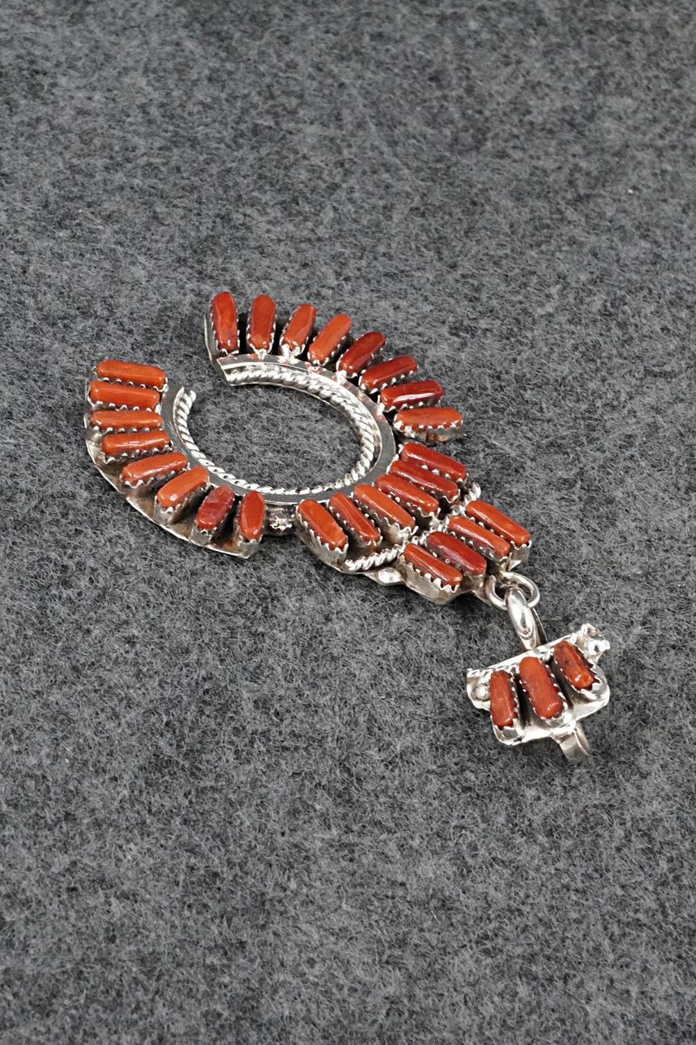 Coral & Sterling Silver Pendant and Earrings Set - Evangeline Tsabetsaye