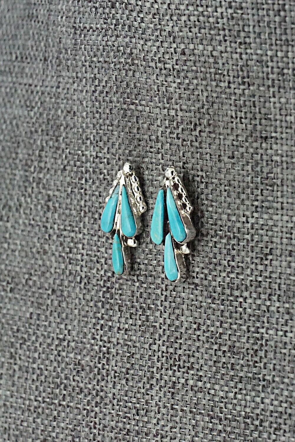 Turquoise & Sterling Silver Earrings - Vincent Hooee