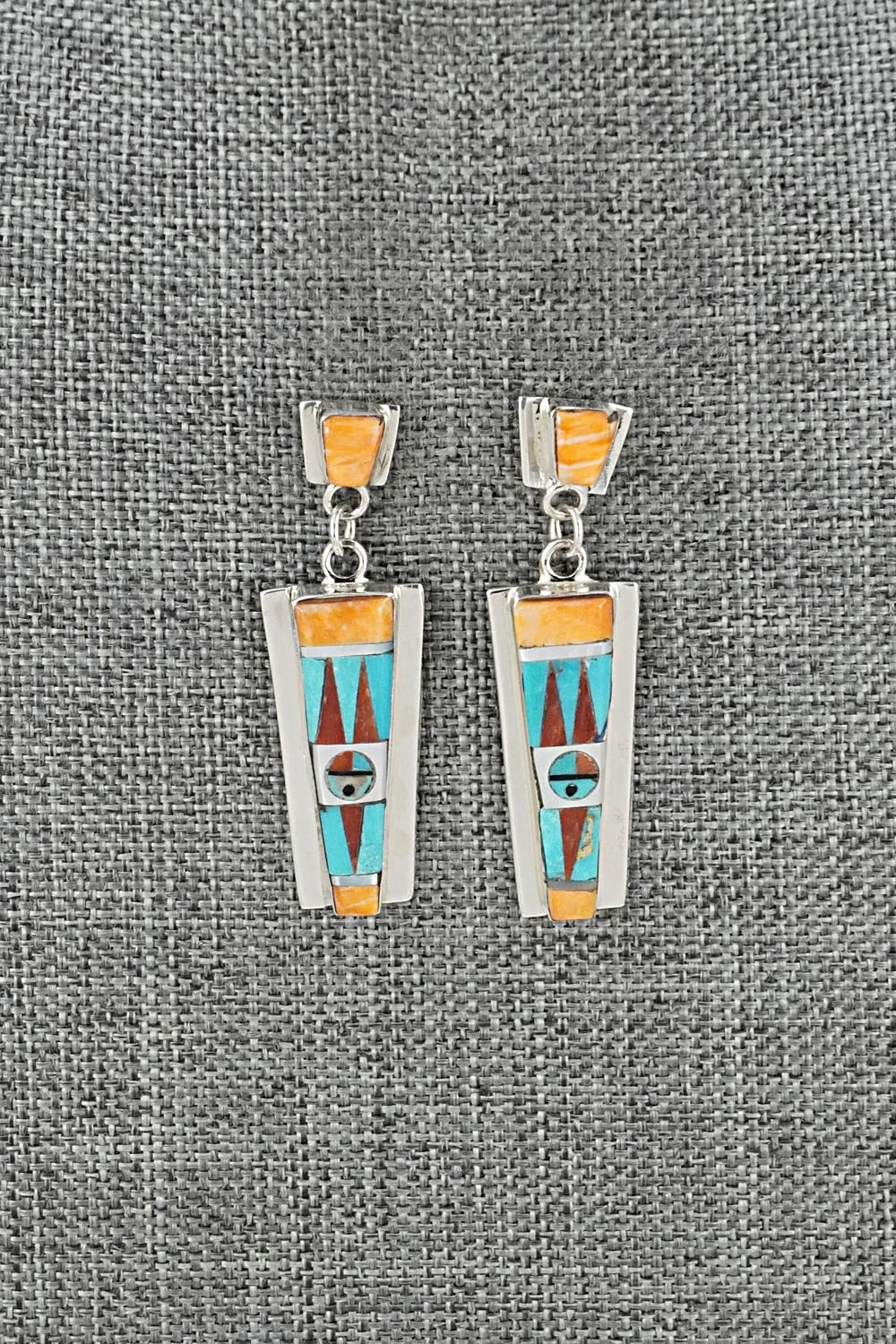 Multi-Stone & Sterling Silver Inlay Earrings - Rayland Edaakie