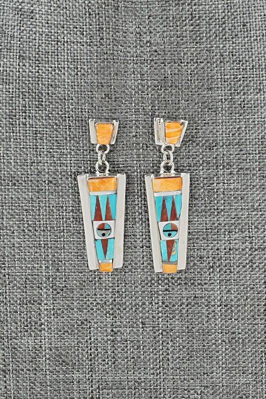 Multi-Stone & Sterling Silver Inlay Earrings - Rayland Edaakie
