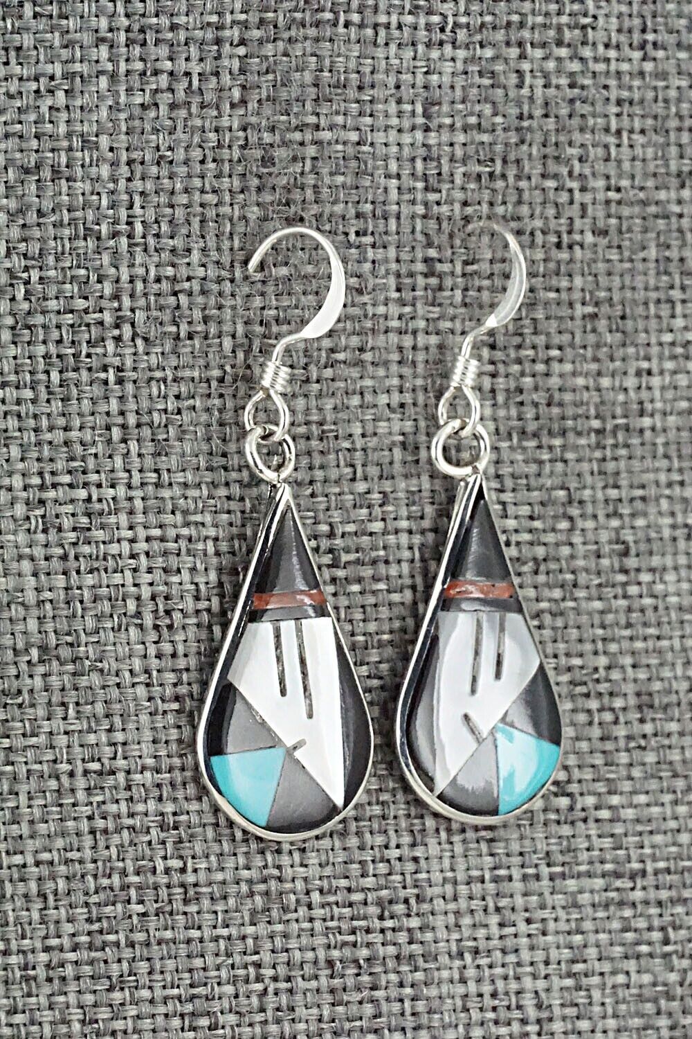 Multi Stone & Sterling Silver Inlay Earrings - Rhianna Kallestewa