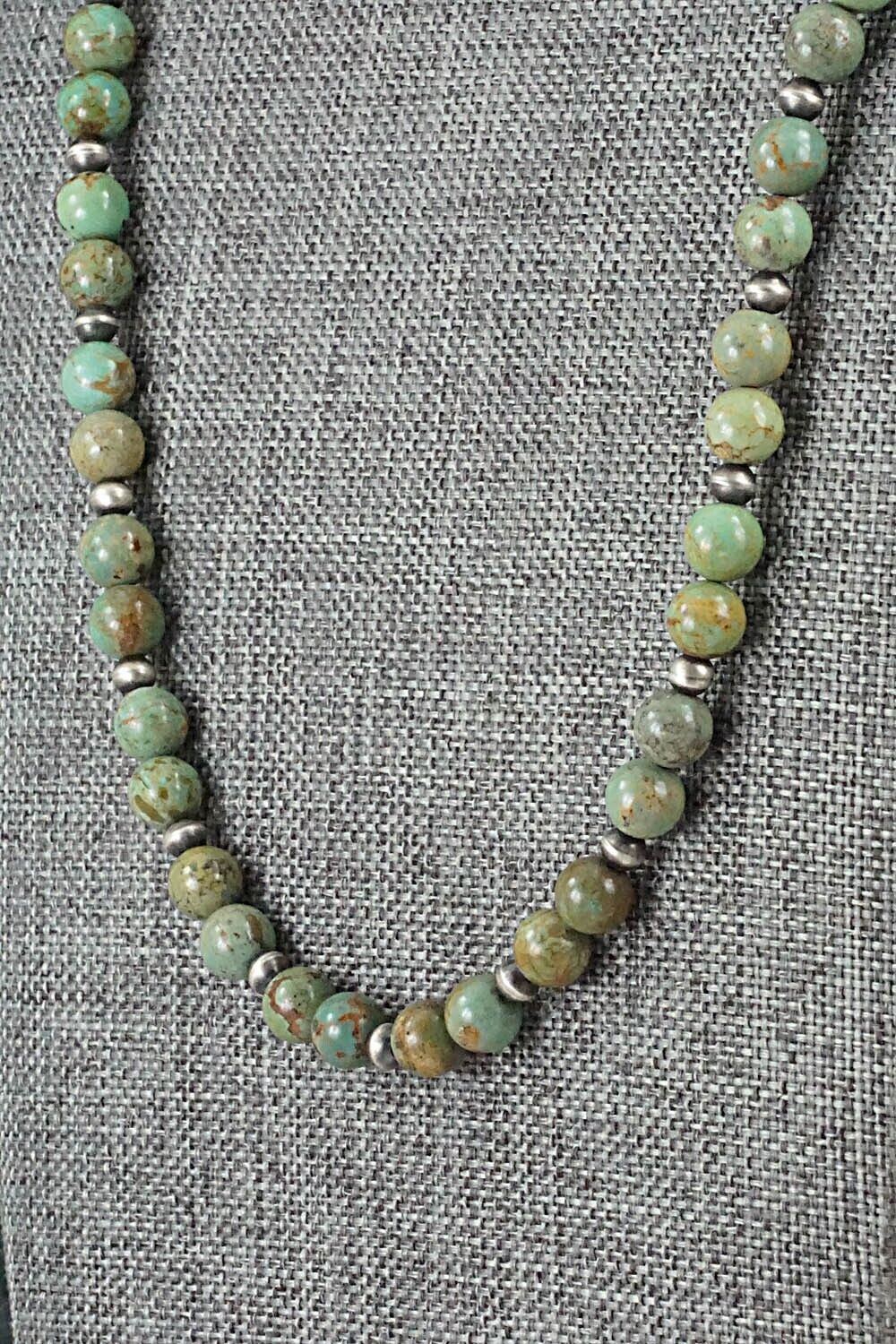 Turquoise & Sterling Silver Necklace 22" - Doreen Jake