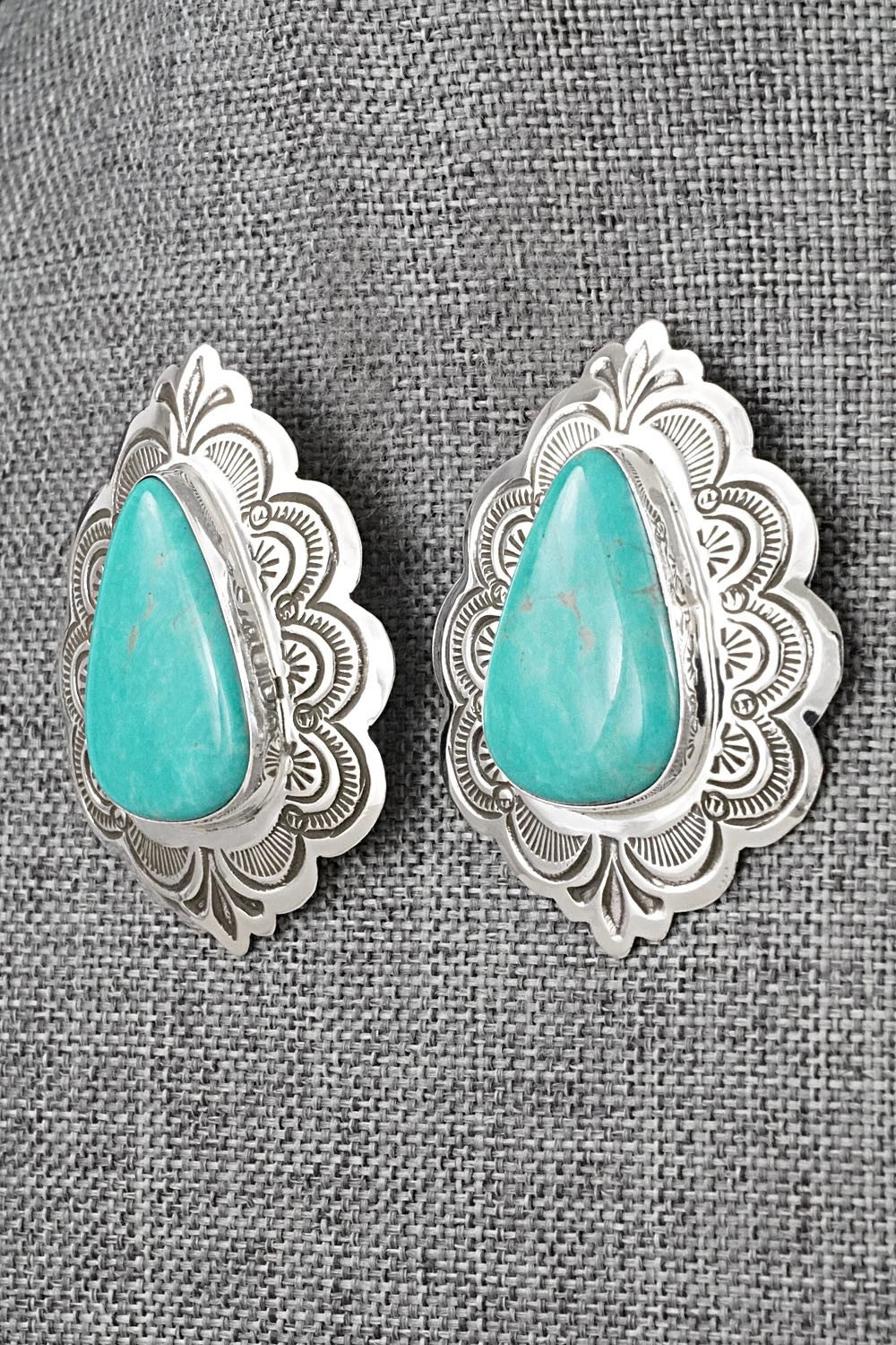 Turquoise & Sterling Silver Earrings - Arnold Blackgoat
