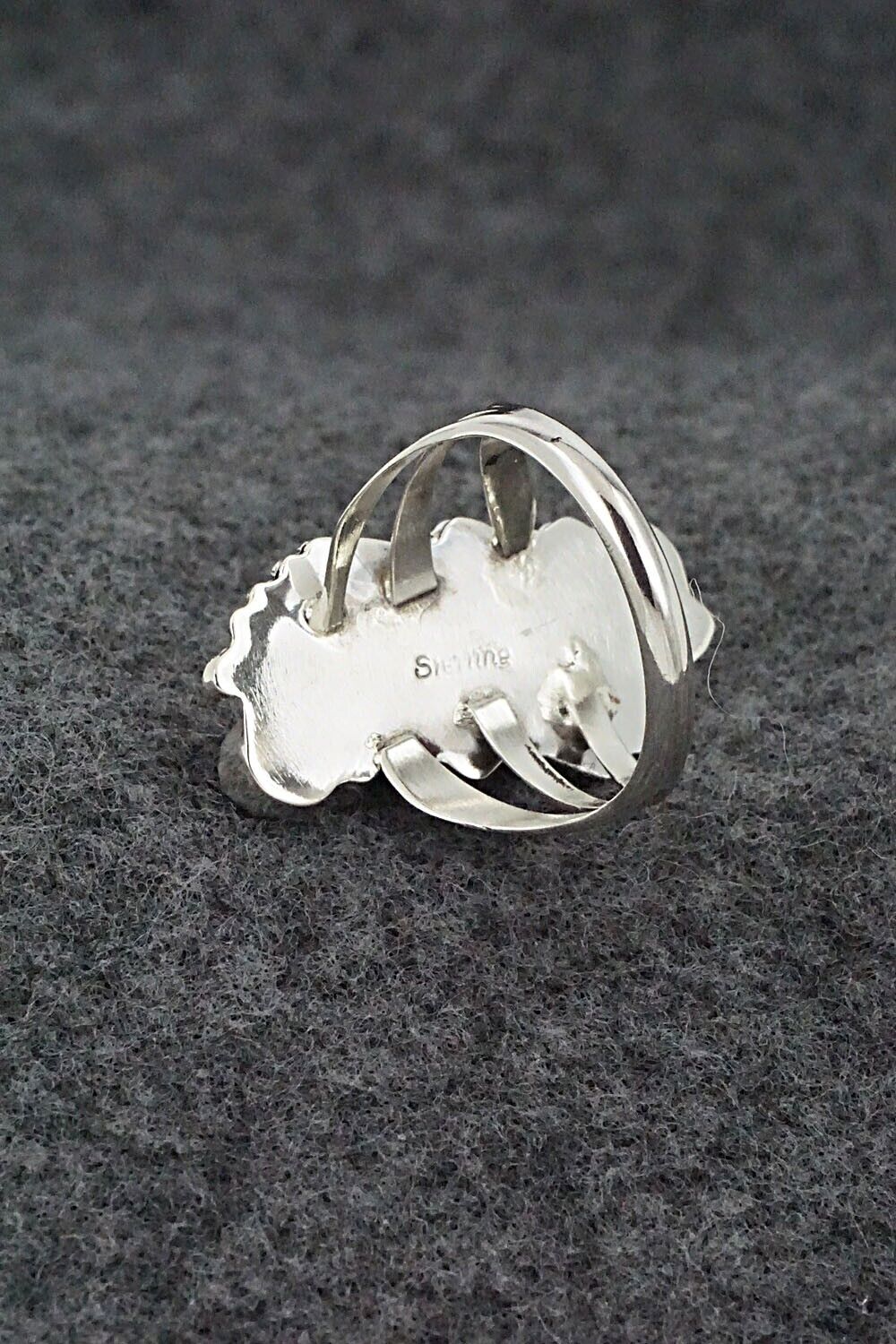 Coral & Sterling Silver Ring - Jerryson Henio - Size 7.5