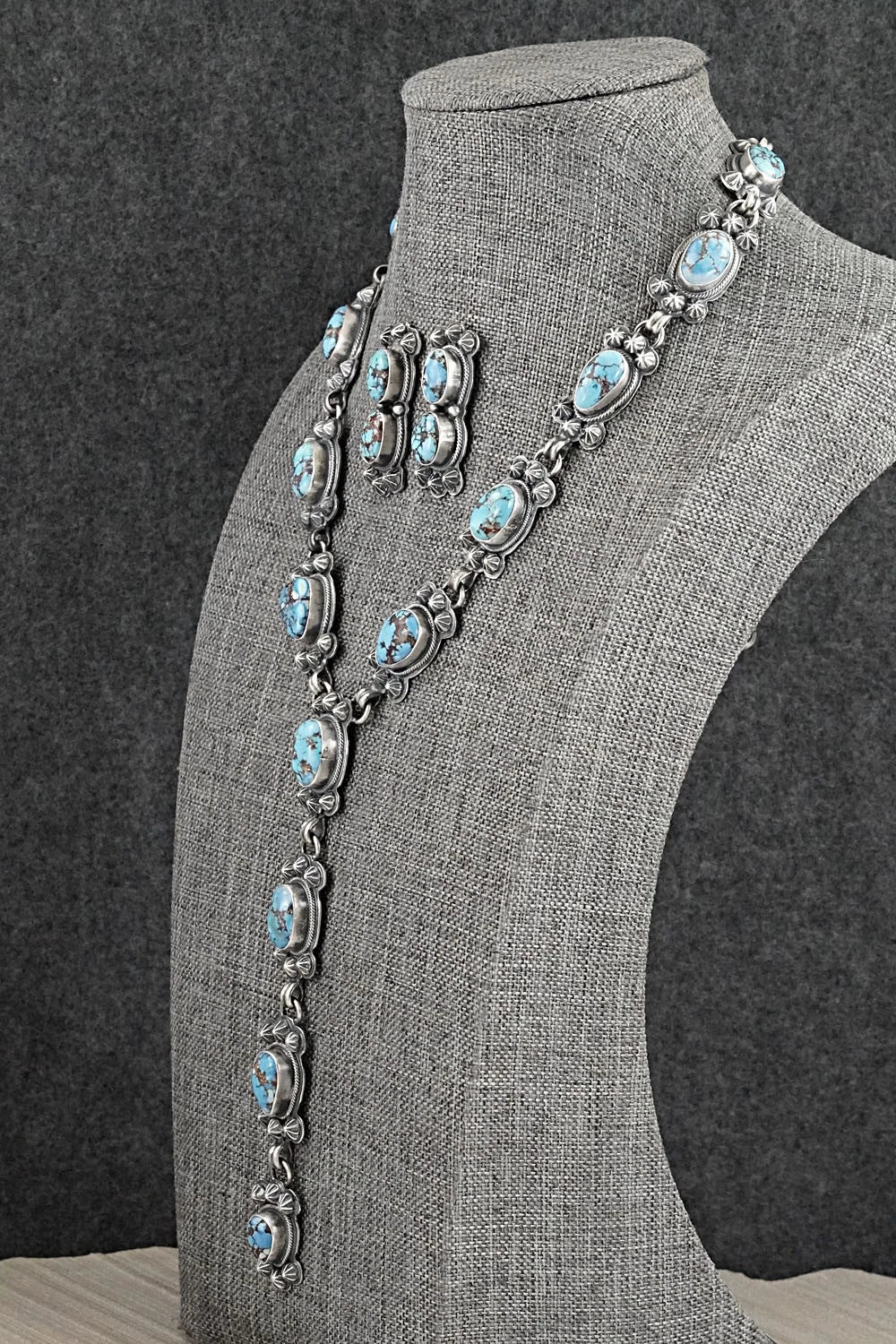 Turquoise & Sterling Silver Necklace and Earrings Set - Darrin Livingston