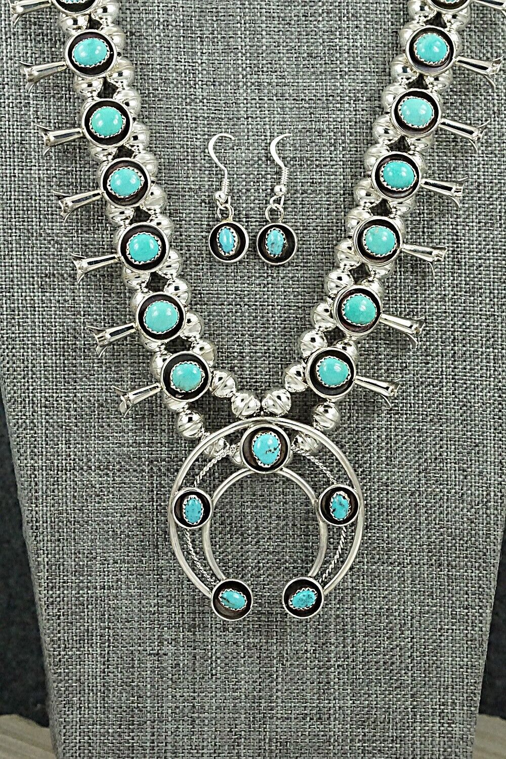 Turquoise & Sterling Silver Squash Blossom Set - Phil Garcia