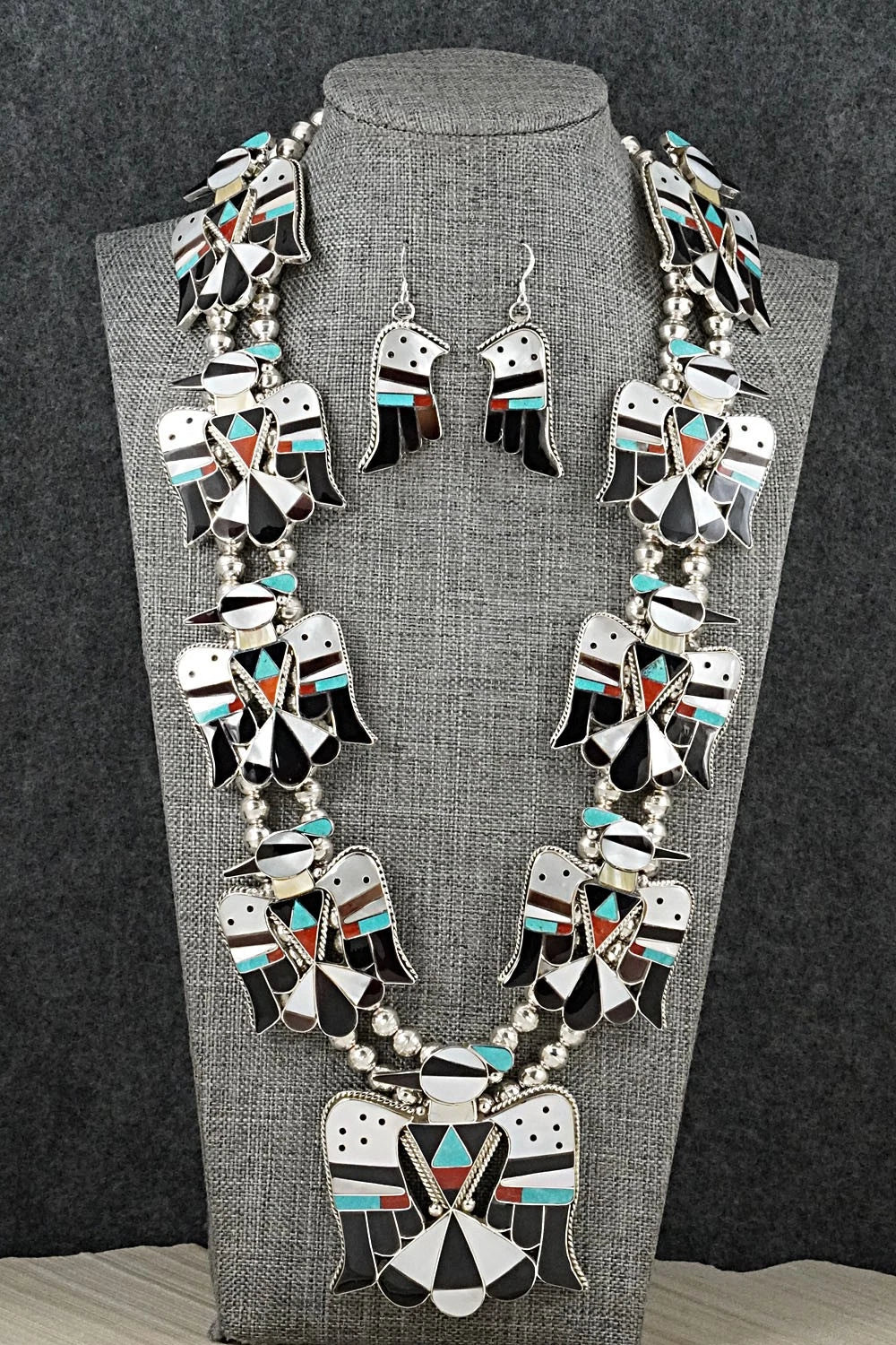 Multi-Stone & Sterling Silver Inlay Necklace Set - Corraine Shack