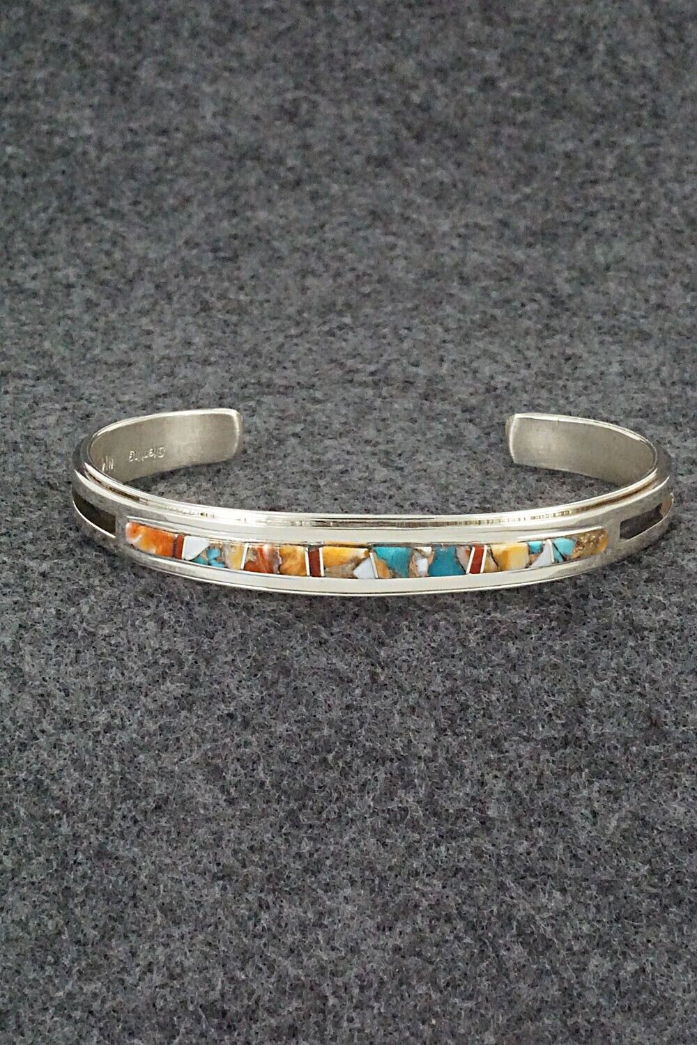 Turquoise, Coral, Spiny Oyster & Sterling Silver Bracelet - Wilbert Muskett Jr.