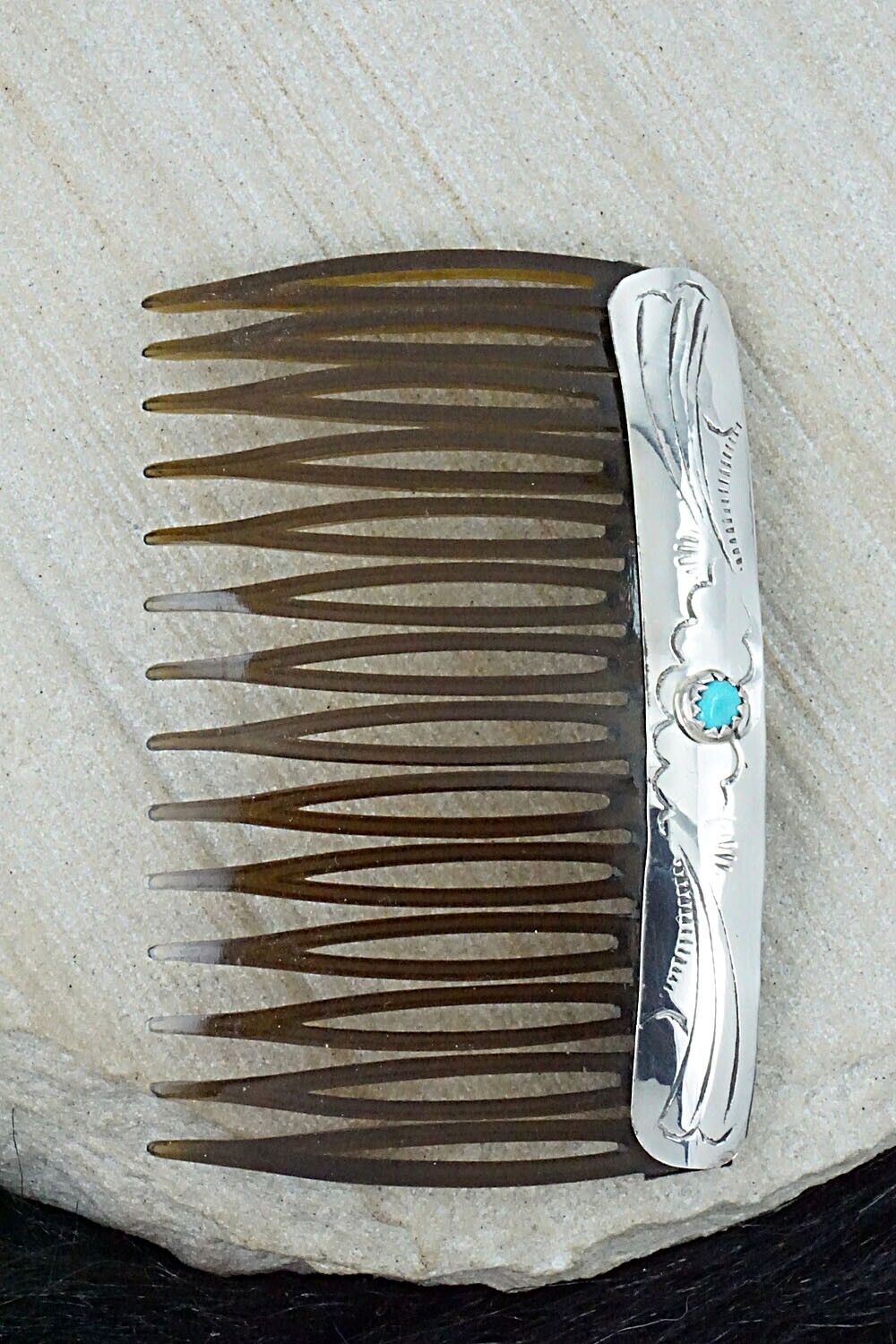 Turquoise & Sterling Silver Hair Combs - Randall Dalgai