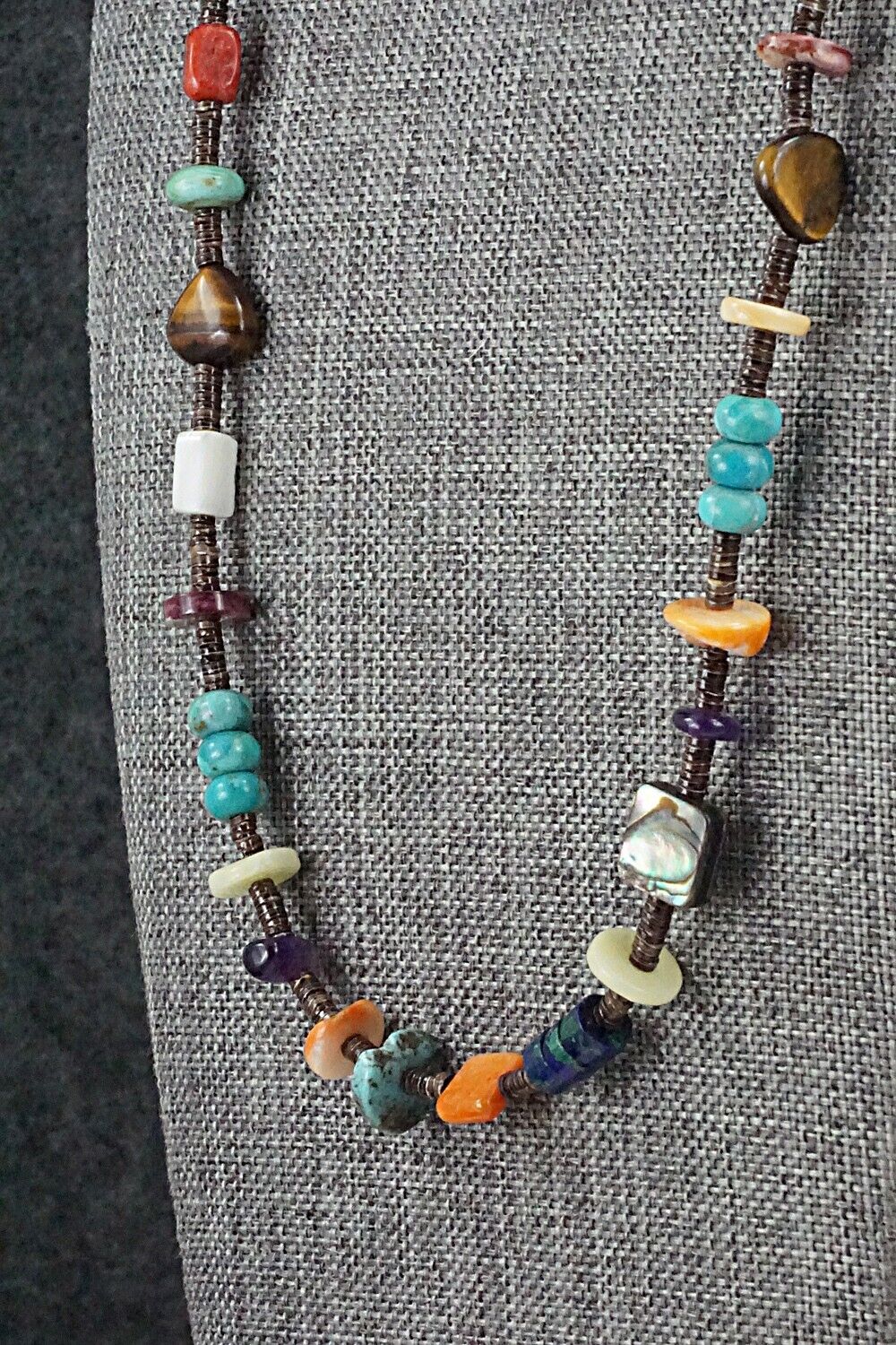 Multi-Stone & Sterling Silver Necklace 28" - Helen Tsosie