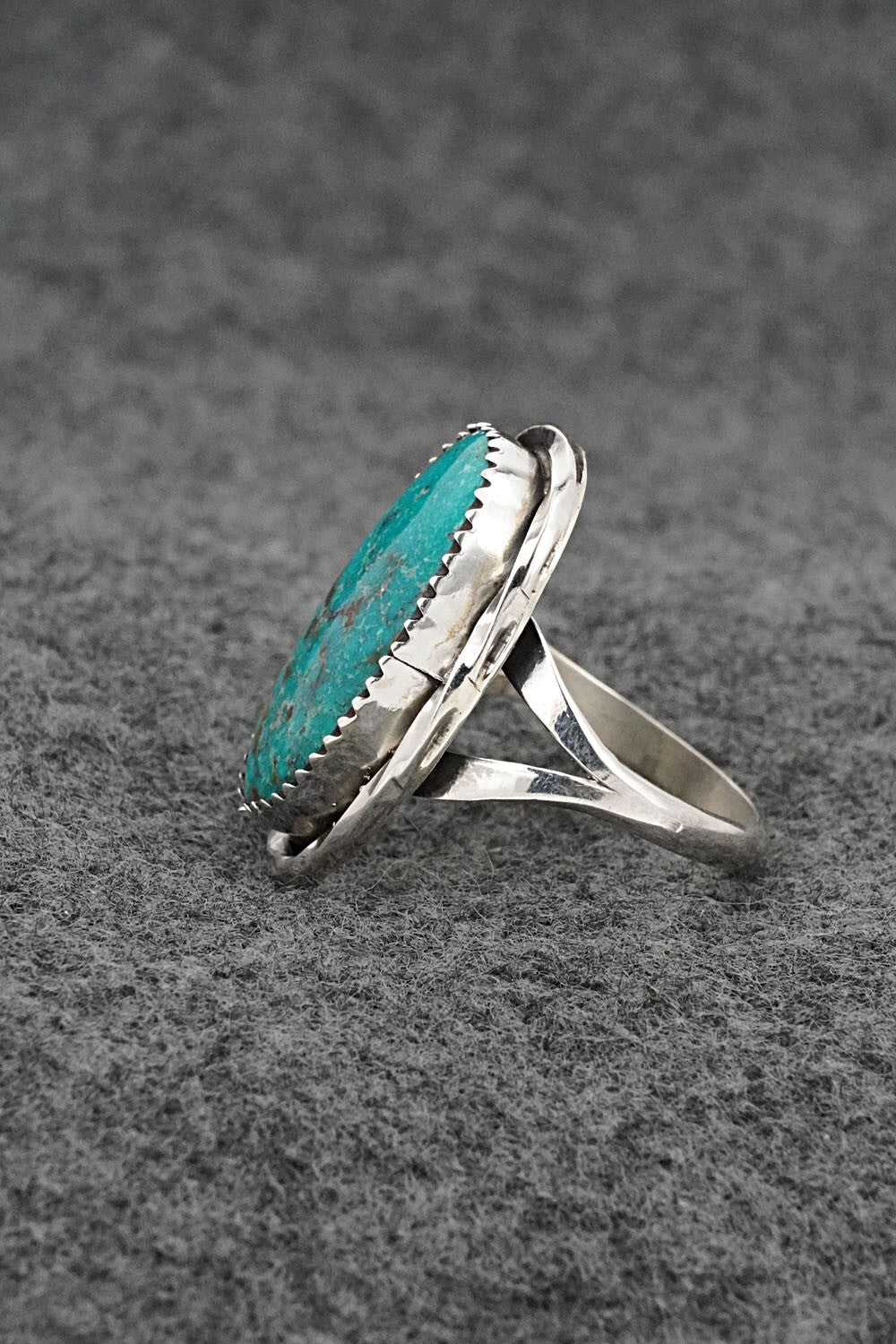 Turquoise & Sterling Silver Ring - Ernest Hawthorne - Size 8