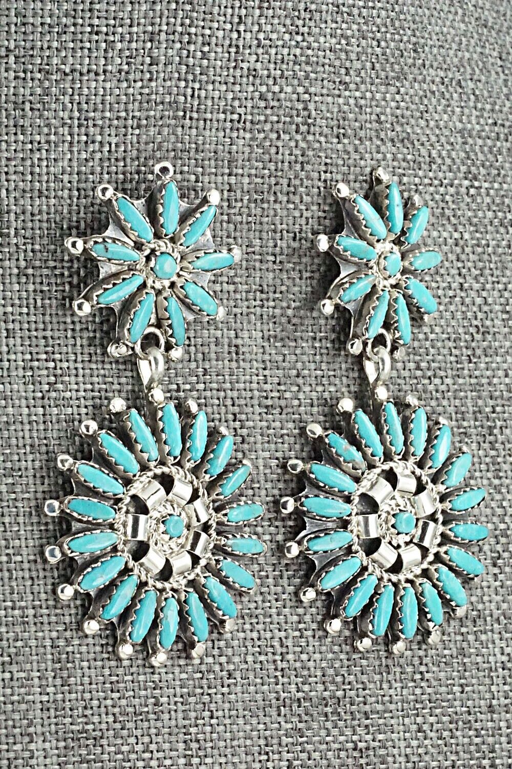 Turquoise & Sterling Silver Earrings - Nathaniel Nez