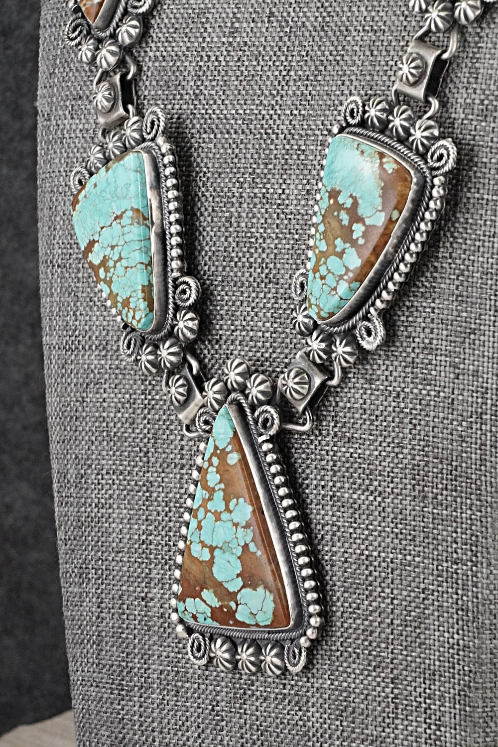 Turquoise & Sterling Silver Necklace and Earrings Set - Paul Livingston