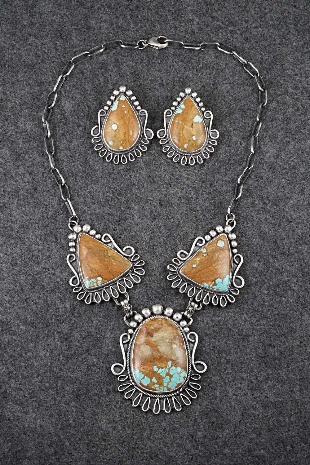Turquoise & Sterling Silver Necklace and Earrings Set - Bob Becenti