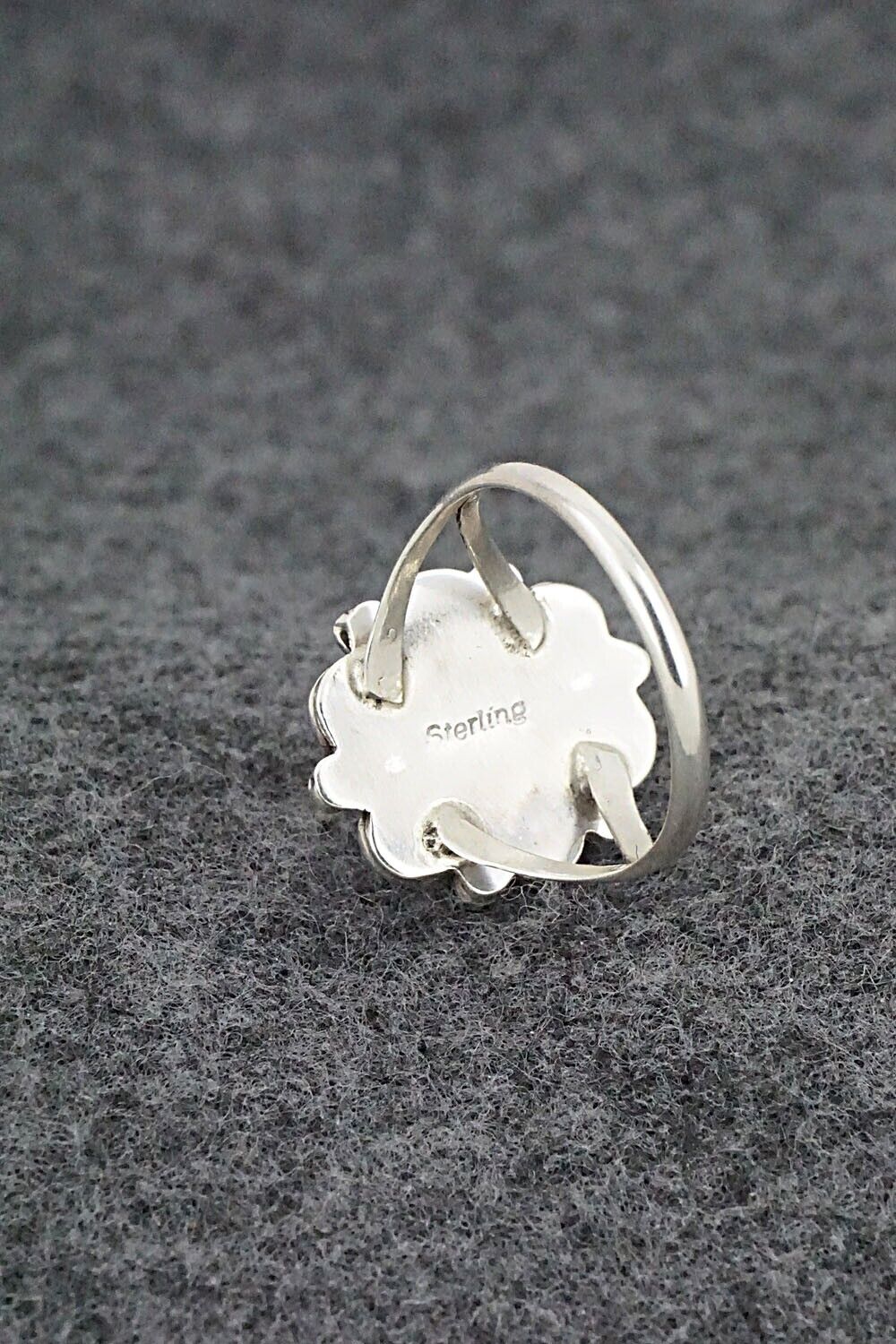 Pink Conch Shell & Sterling Silver Ring - Freda Martinez - Size 8.75