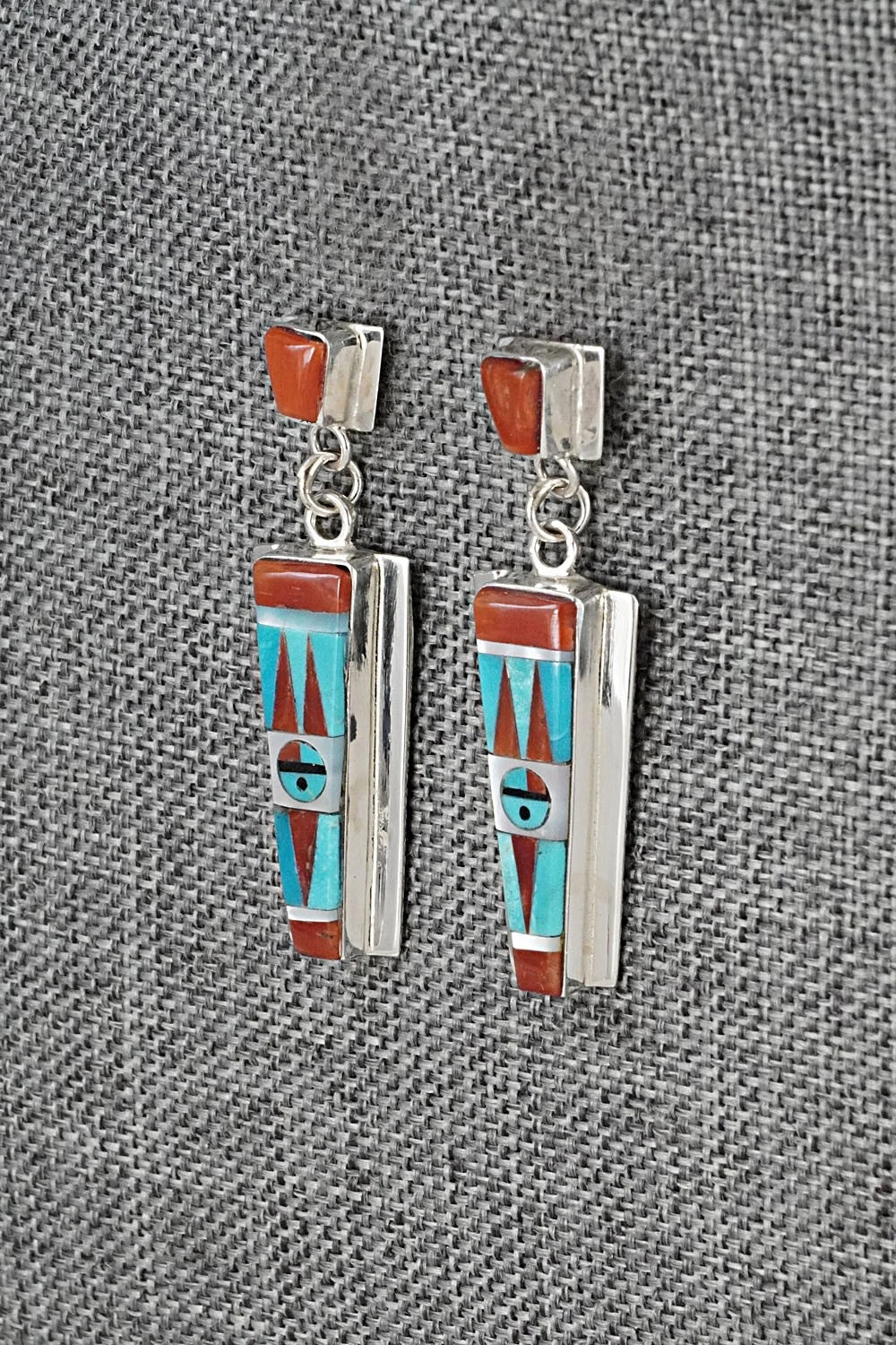 Multi-Stone & Sterling Silver Inlay Earrings - Rayland Edaakie