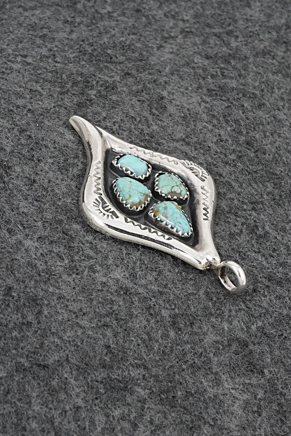 Turquoise & Sterling Silver Pendant - Wilbur Iule