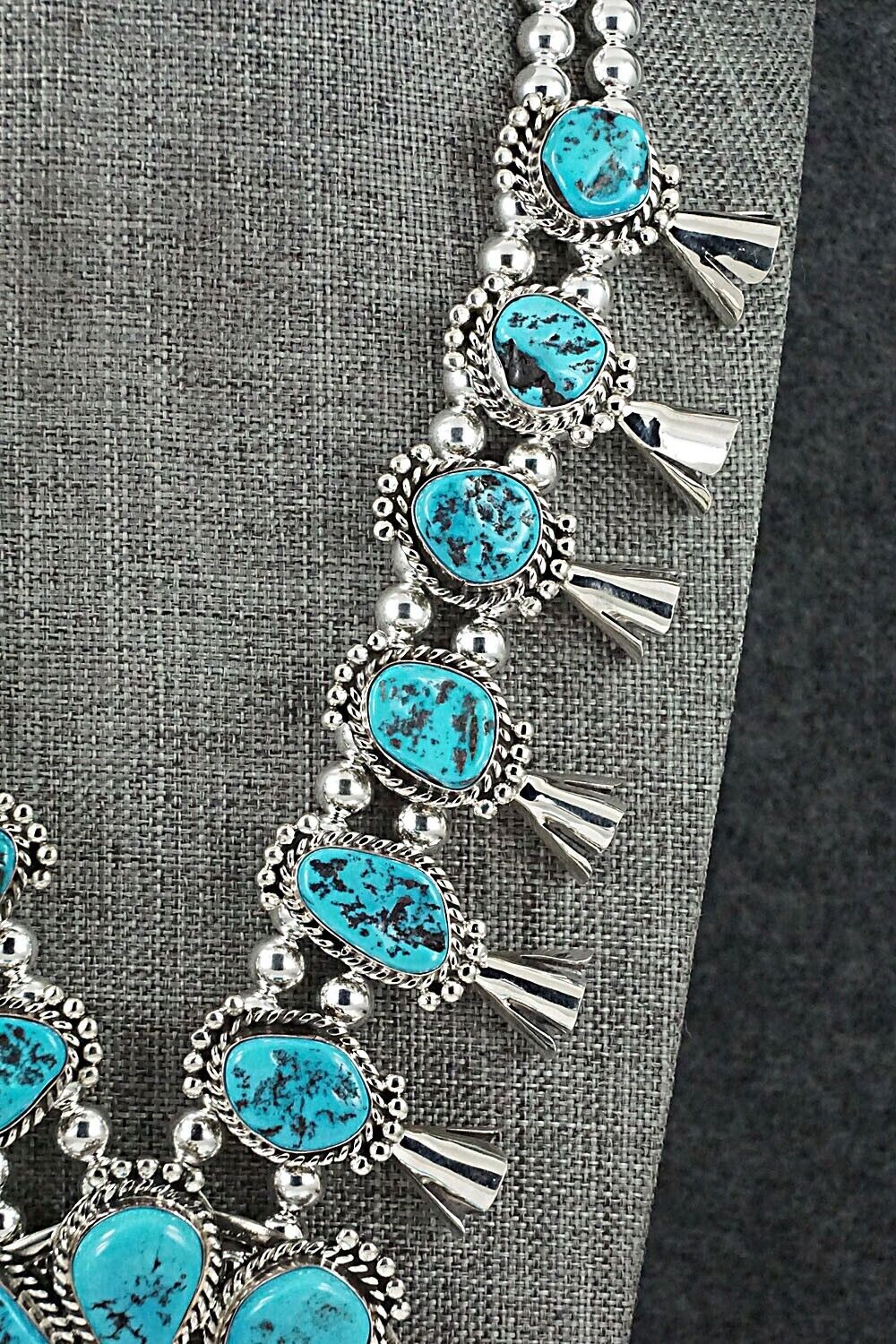Turquoise & Sterling Silver Squash Blossom Set - Vernon Johnson