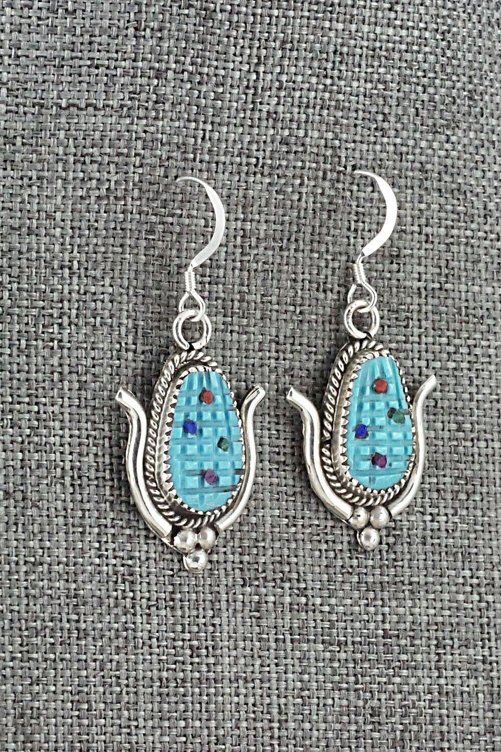 Turquoise & Sterling Silver Earrings - Tracy Bowekity