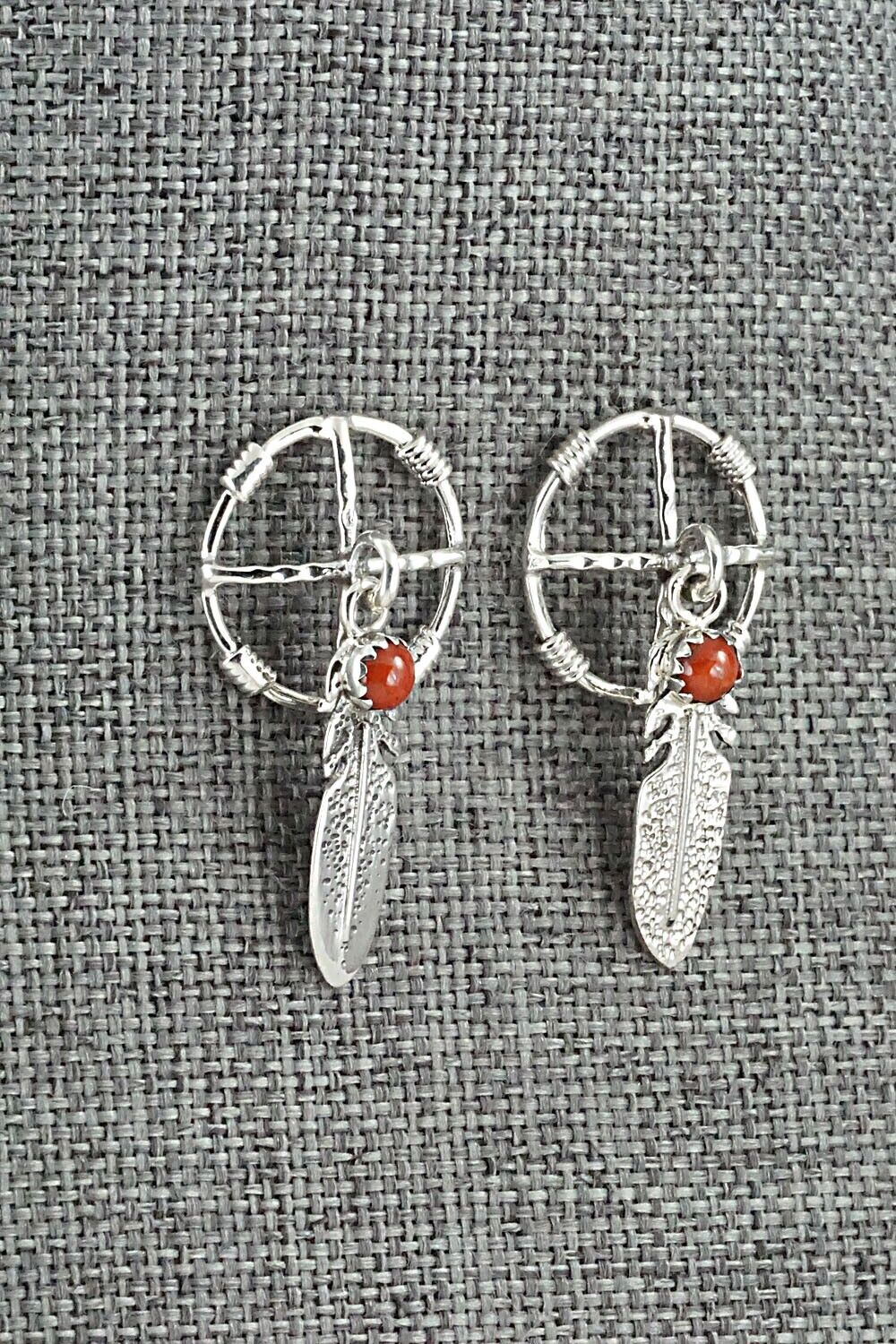 Coral & Sterling Silver Earrings - Elaine Shirley
