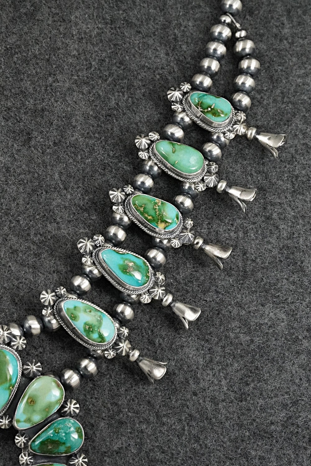 Turquoise & Sterling Silver Squash Blossom Set - Darrin Livingston