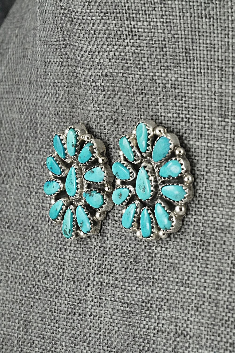 Turquoise & Sterling Silver Squash Blossom Set - Justina Wilson