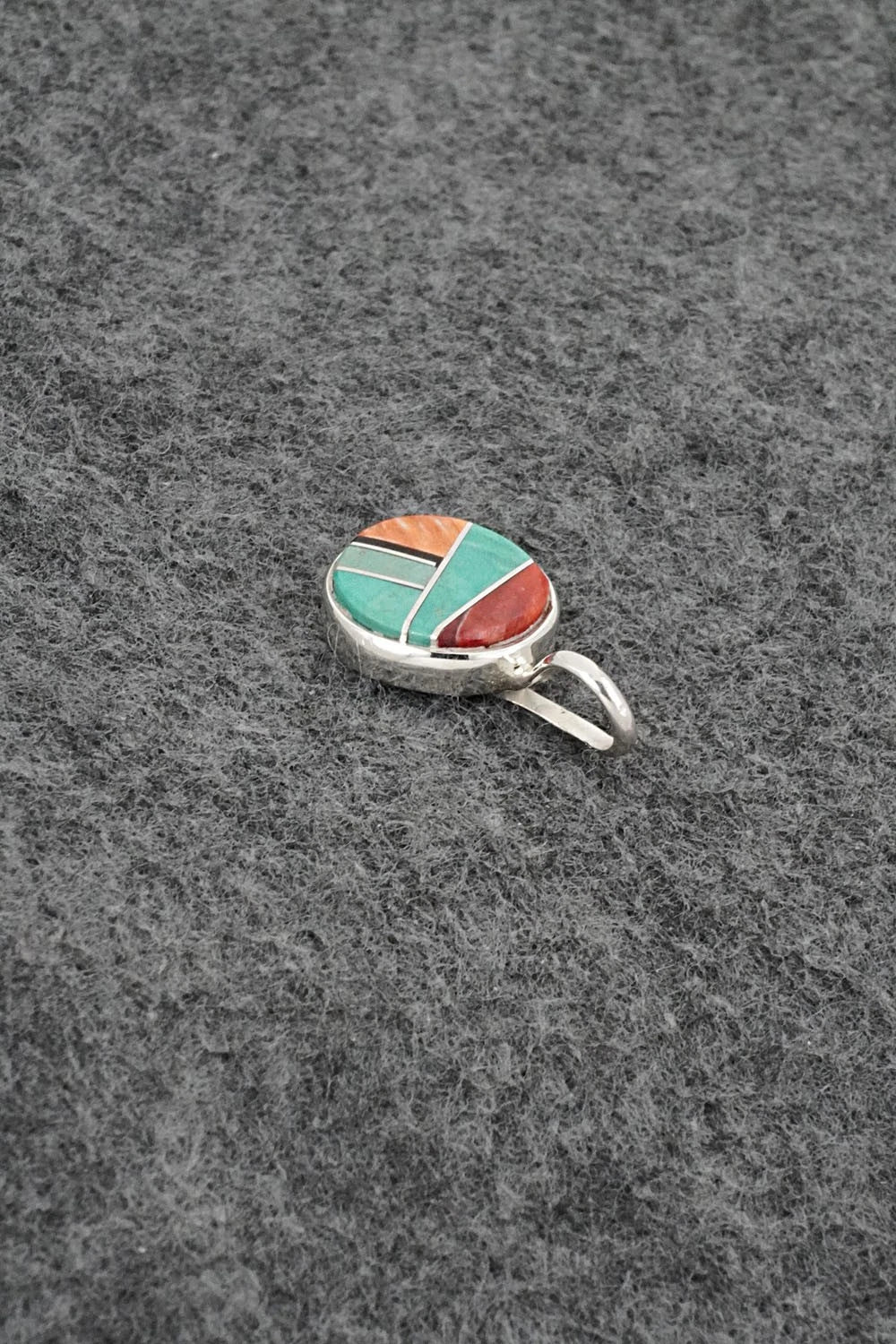 Turquoise, Spiny Oyster & Sterling Silver Pendant - Joseph Martinez