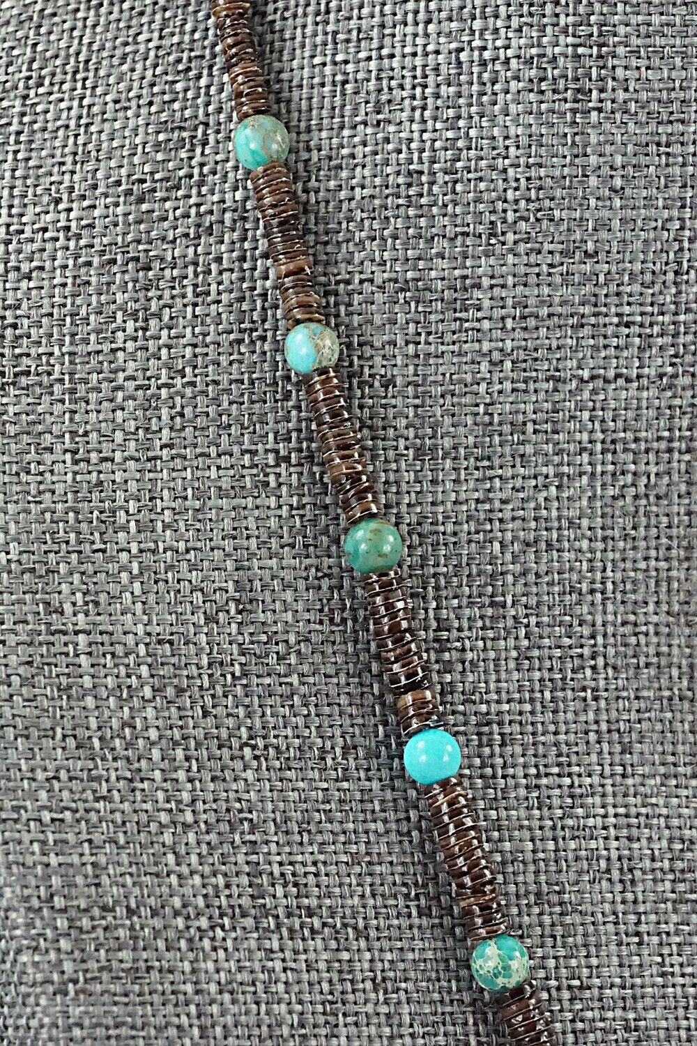 Turquoise, Shell & Sterling Silver Necklace 18" - Ramona Bird