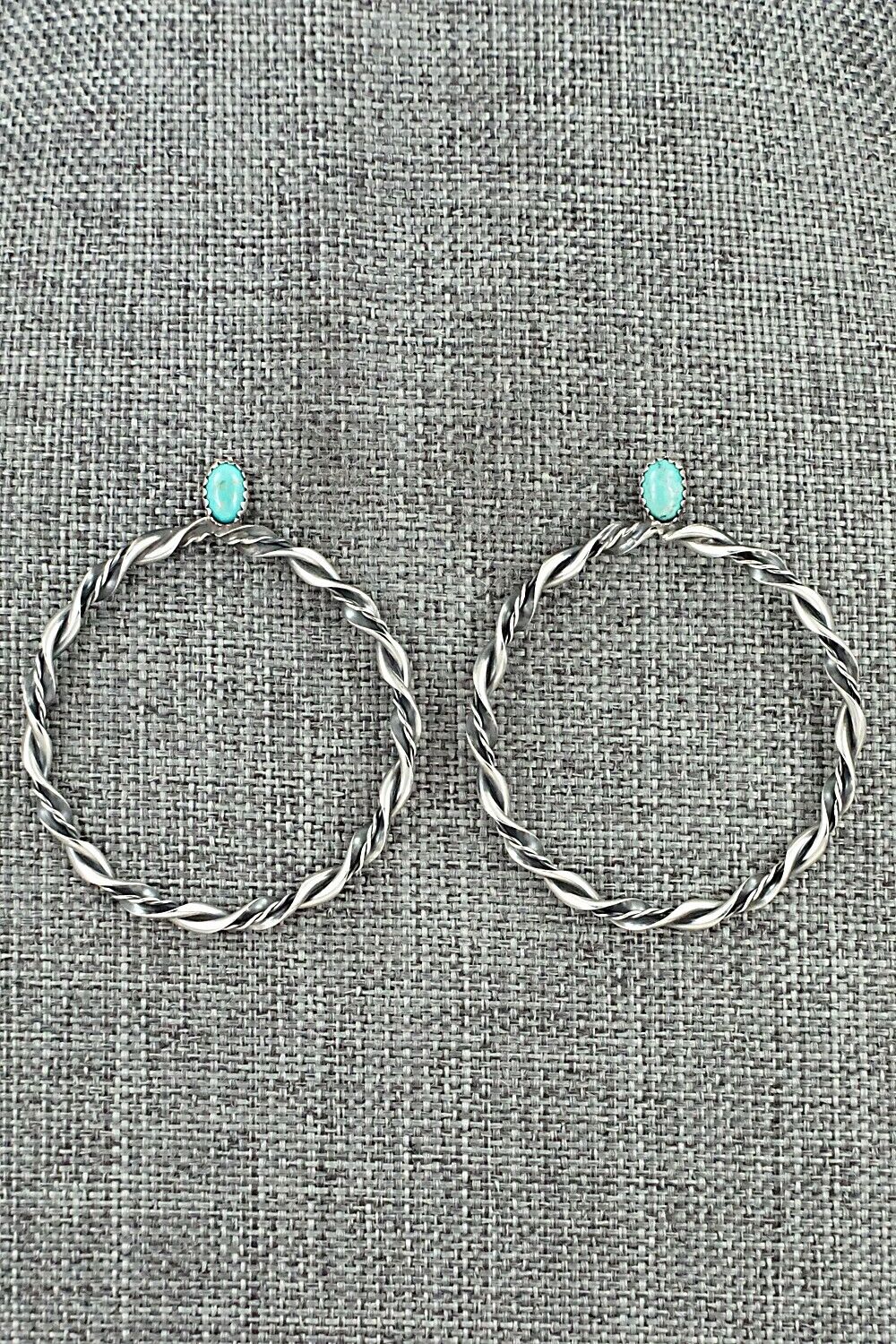 Turquoise & Sterling Silver Earrings - Nelson Leonard Jr.