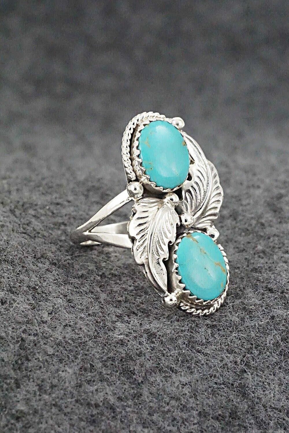 Turquoise & Sterling Silver Ring - Jerryson Henio - Size 7.5